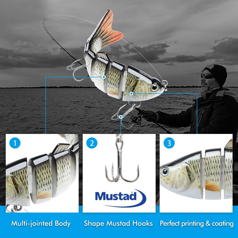 TRUSCEND Fishing Lures for Bass Trout Swimbaits for Bass Fishing Segmented Multi Jointed Swim Baits Slow Sinking Swimming Lures for Freshwater Saltwater Fishing Gear Lure Kit Fishing Gifts Plugs - Image 3